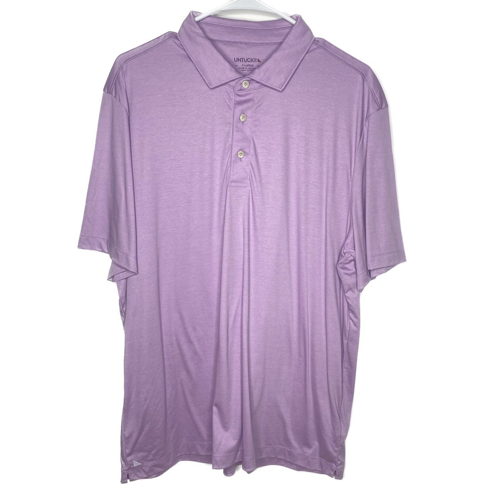 Untuckit Purple Men's Shirt Size XL Polo Short‎ Sleeve Lightweight Stretchy C